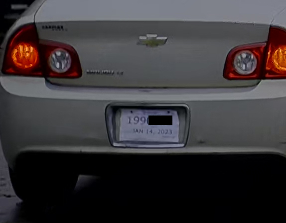 temporary tag on corolla